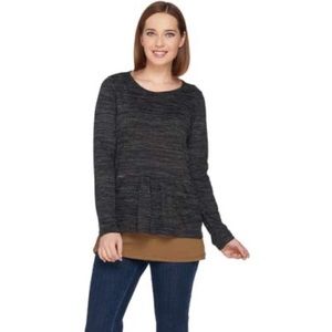 LOGO Lori Goldstein Sweater Knit Peplum Top XL